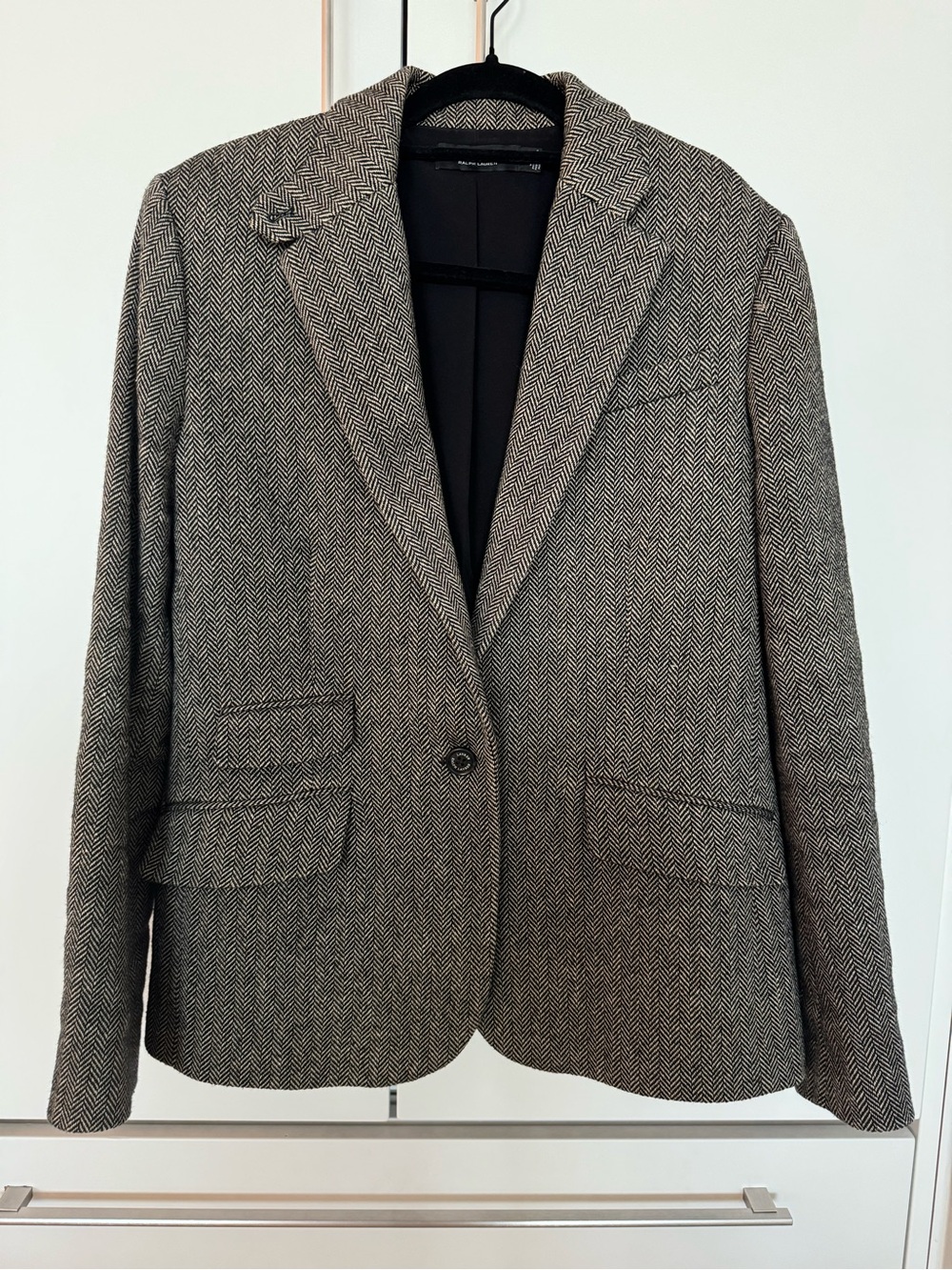 Lauren Ralph Lauren Black and Gray Herringbone Blazer